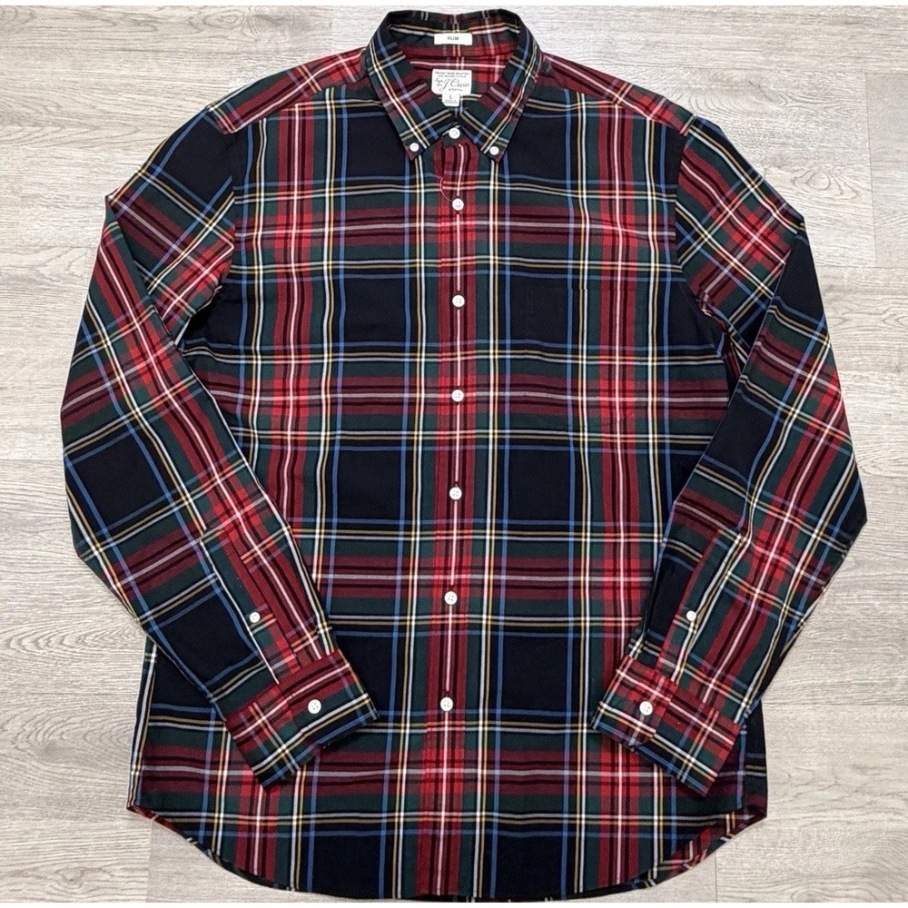 J.Crew Tartan Plaid Button Down Shirt Mens L NWT Stretch Washed Classic